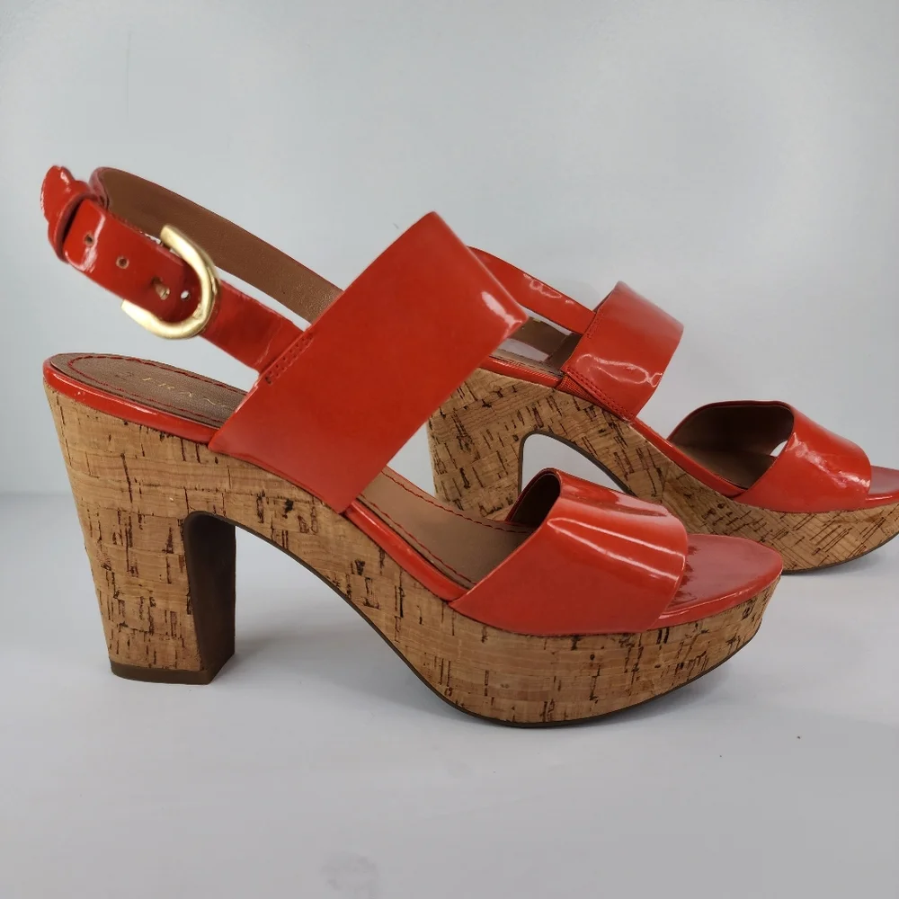 FRANCO SARTO Orange Platform Heels.